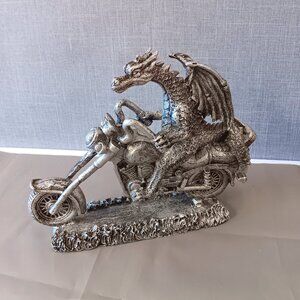 Tudor Mint Myth and Magic Hell Raiser Dragon Motorcycle Pewter Figurine Biker
